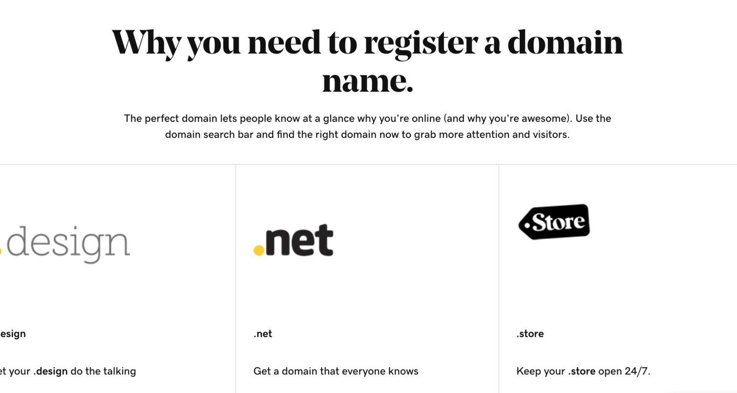 GoDaddy New Domain Extensions.