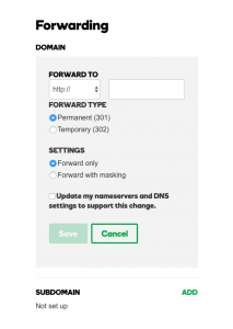 GoDaddy domain forwarding and redirecting