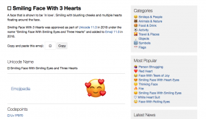 Emojipedia.org Search Engine Website - Smiling Face With Hearts