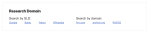 GoDaddy Auction Research Domain Section