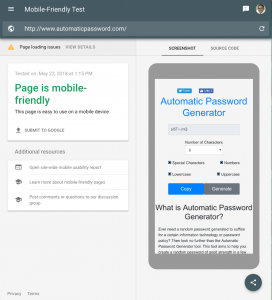 AutomaticPassword.com Mobile Friendliness Results