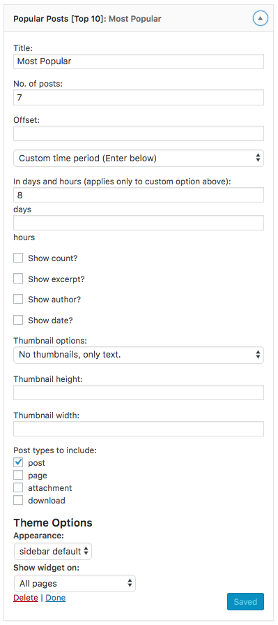 Top 10 Most Popular Posts Widget Interface