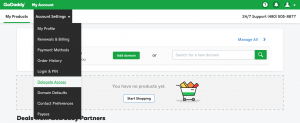 GoDaddy > My Account > Account Settings > Delegate Access