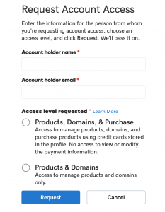 GoDaddy Request Account Access