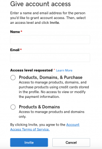 GoDaddy Give Account Access